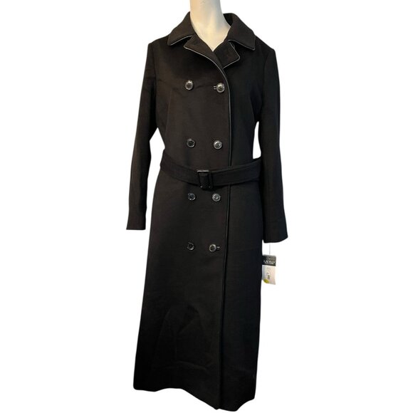 Lauren Ralph Lauren Womens 10 Black Double Breasted Belted Trench Coat NWT $360 - Picture 2 of 8